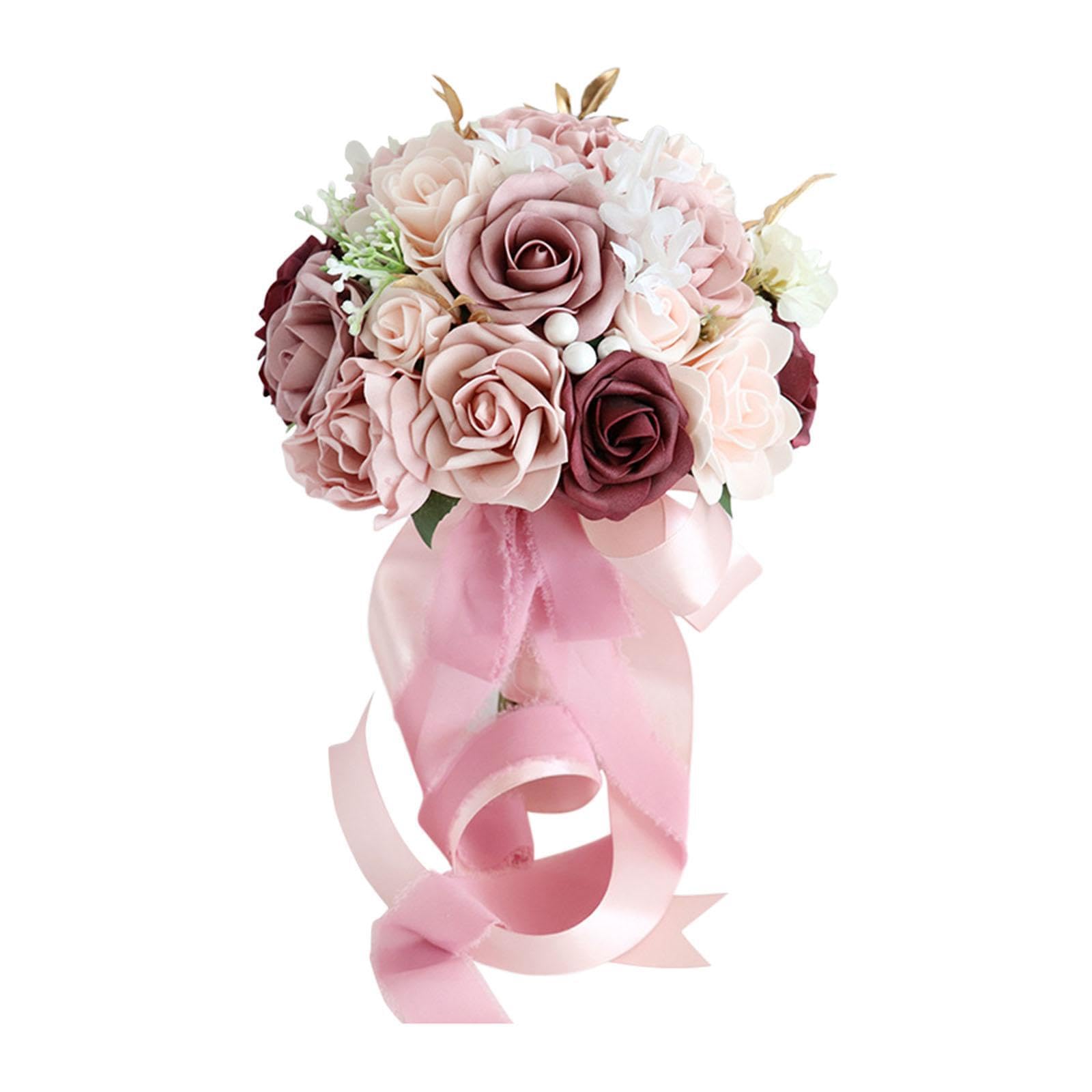 QUXVUIS Impressive Wedding Bouquet And Decorative Party Supplies Realistic Valentines Crafted With Silk Flowers Silk Flowers Bridal Bouquet Rose for Creative