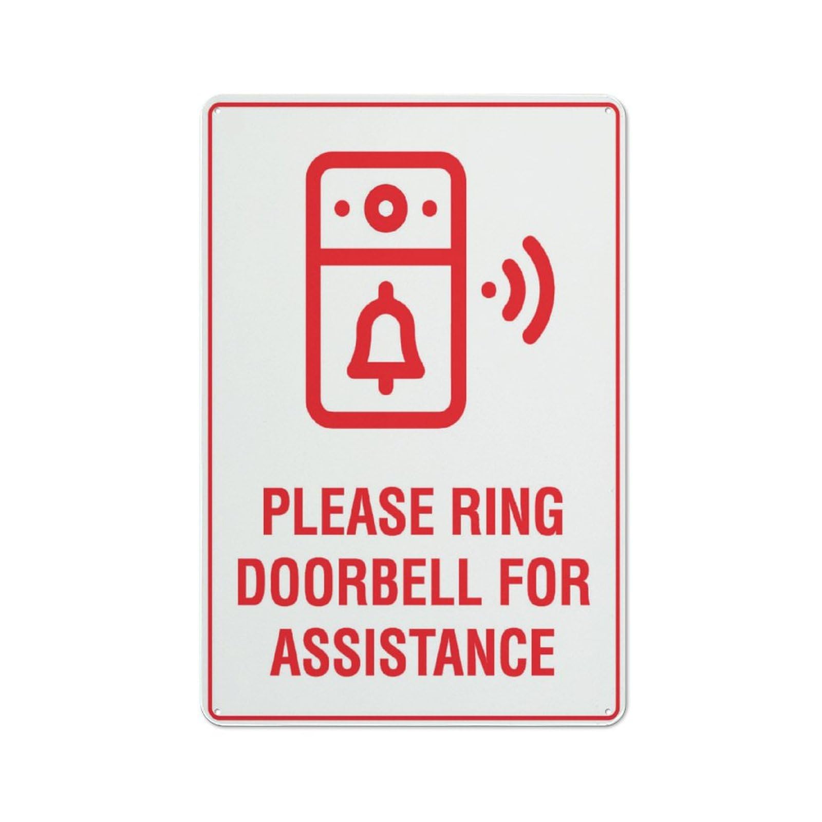 Please Ring Doorbell For Assistance Sign for House & Yard, 8x12 Inch Premium Aluminum, Sun-Proof, Rust-Free