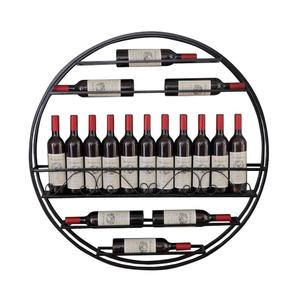 Porte-bouteilles de vin rond en métal noir LUNEZY pour décoration vintage de bar