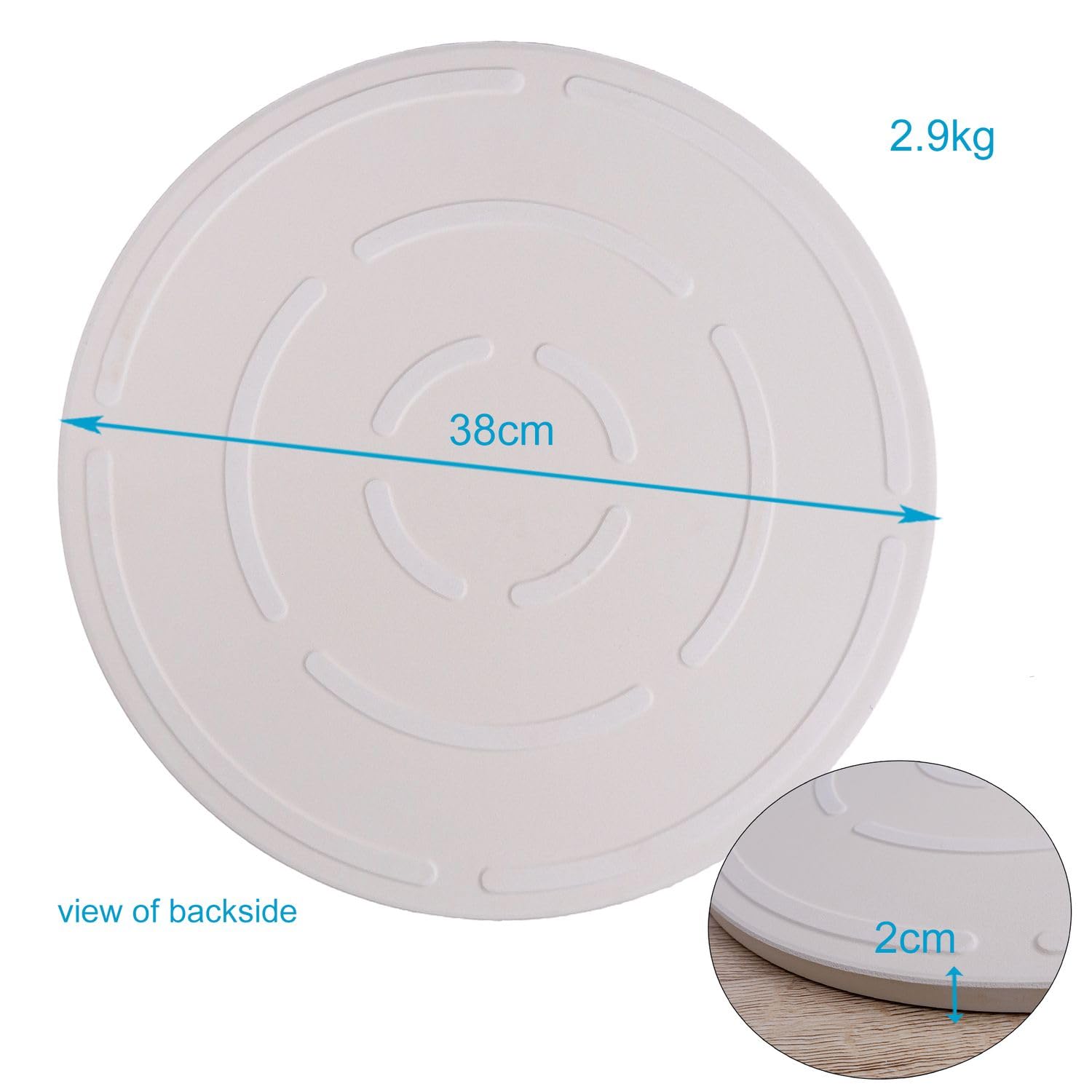 Intirilife Cordierit piedra para pizza XXL redonda - Ø38 cm- para grill y horno- piedra para pizza grande para horno pan tarte flambée - placa de cocina gas grill piedra, piedra para hornear- beige