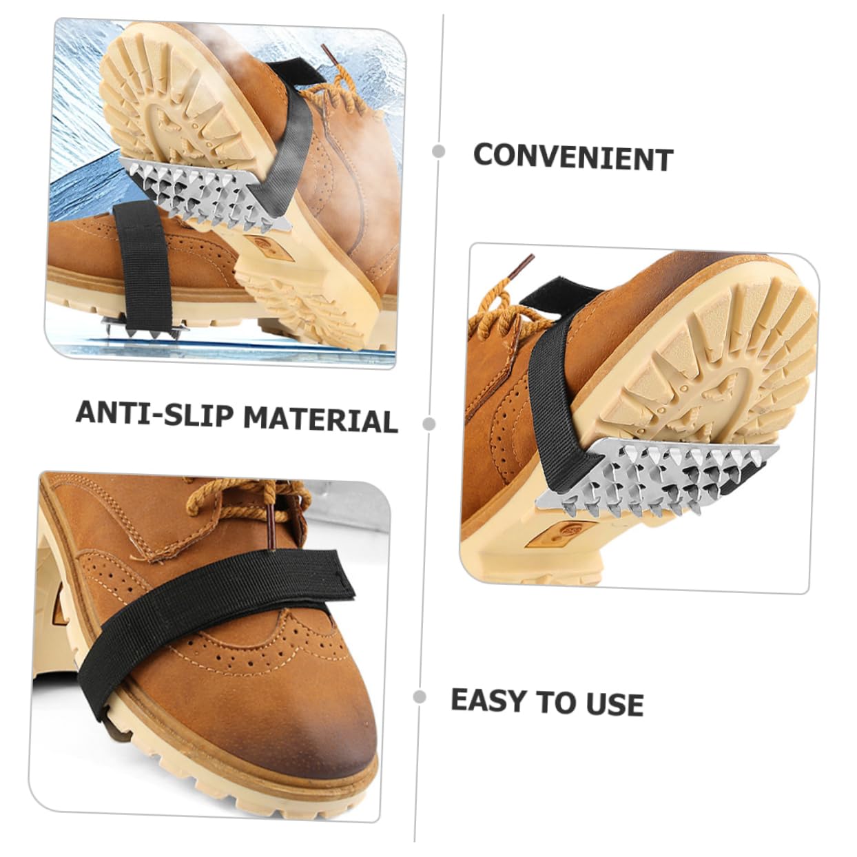 GANAZONO Outdoor Supplies Shoe Grippers Ice Gripper Made of Non-Slip Material 26 Studs Ice Snow Grips for Activities Black