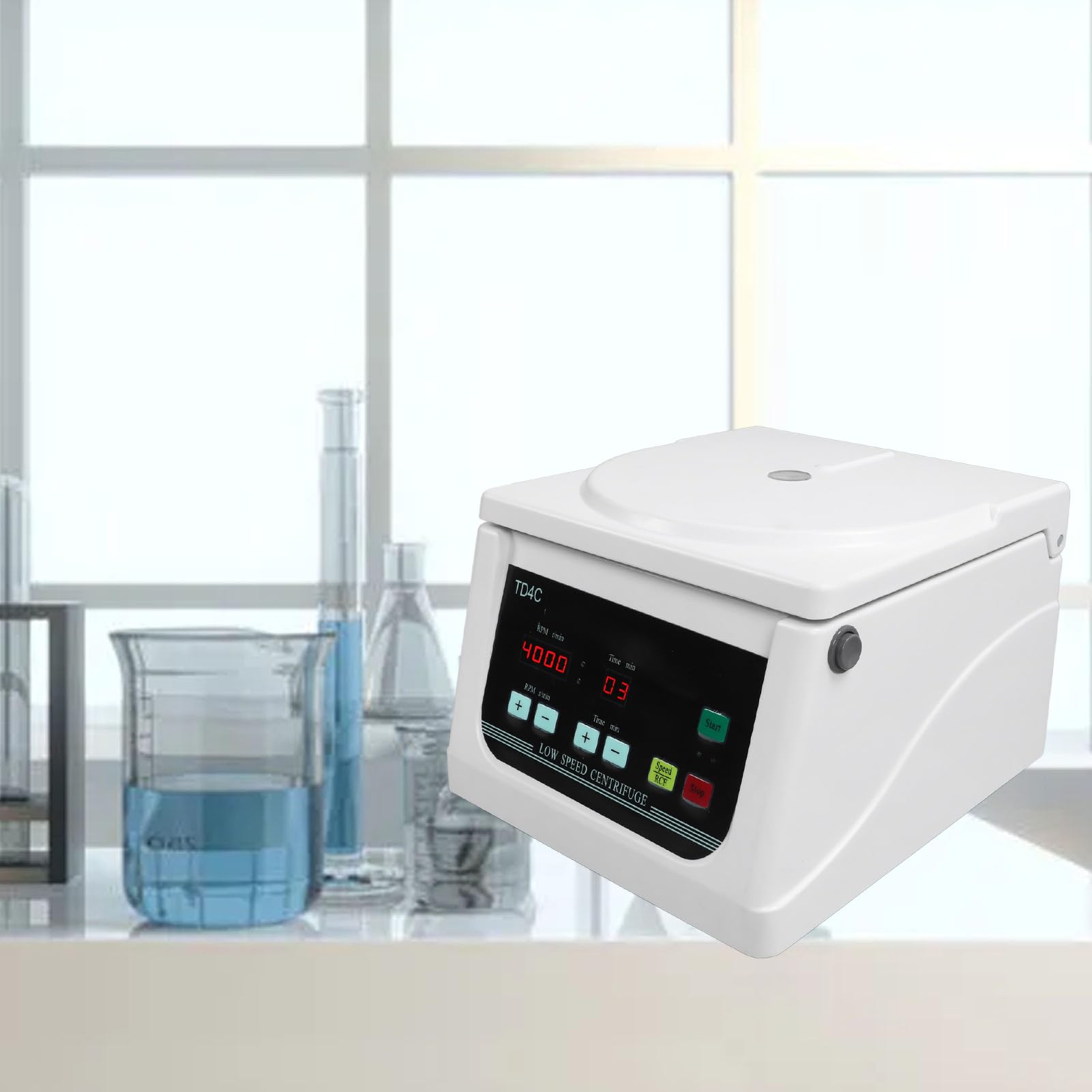 Wirówka LCD, 8 X 10 Ml, 15 Ml Wirówka Stołowa 4000 Obr./Min 2200 X G, materiał ABS, Moc 100 W, Czas 99 Min, Silnik Bezszczotkowy z Zamkiem Elektrycznym, Antypoślizgowe (Wtyczka UE 220 V)