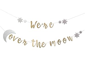 We're Over the Moon Premium Banner - Exquisite Celestial-Themed Decor for Enchanting...