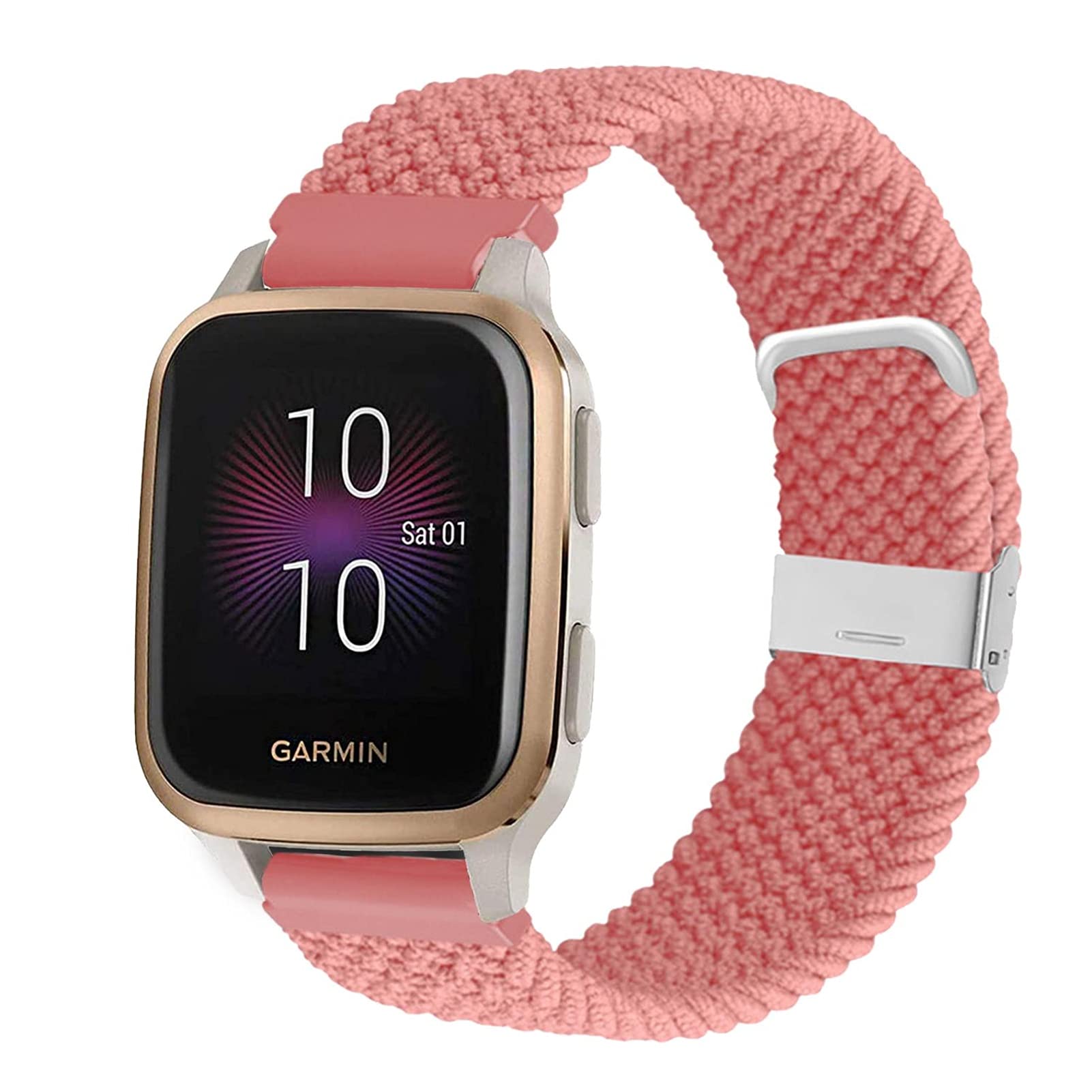 YOOSIDE for Garmin Venu 2 Plus/Venu Sq/Vivoactive 5 Braided Loop Watch Strap, 20mm Elastic Soft Stretchy Nylon Wristband Strap with Adjustable Clasp for Vivomove 3,Forerunner 158