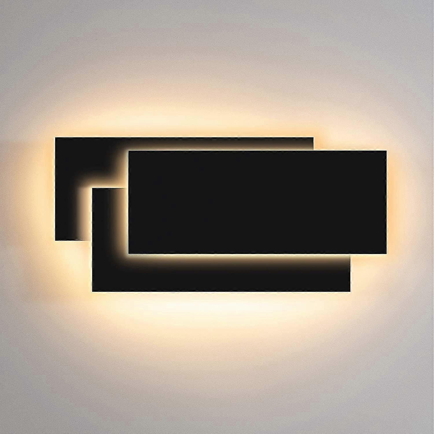 Joyhappst Image Color Appliques Murales Interieur Led 12W Moderne Led Applique Murale Noir 3000K Blanc Chaud Pour Chambre Couloir Salon Salle Bureau