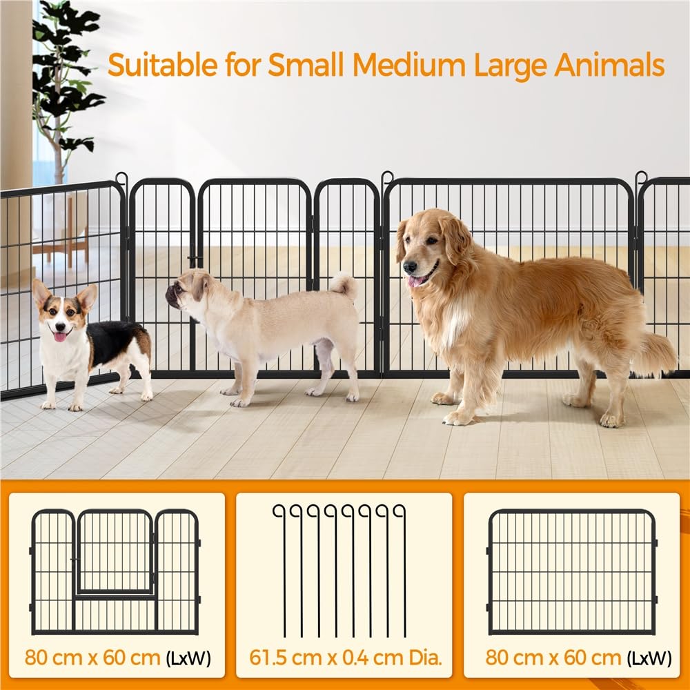 Yaheetech Freilaufgehege für Kleintiere Welpenauslauf mit Tür Laufgitter Welpenfreigehege Hundegehege Laufstall für Hund, Katze, Welpe, Kaninchen 8 Gitter je 80 x 60 cm
