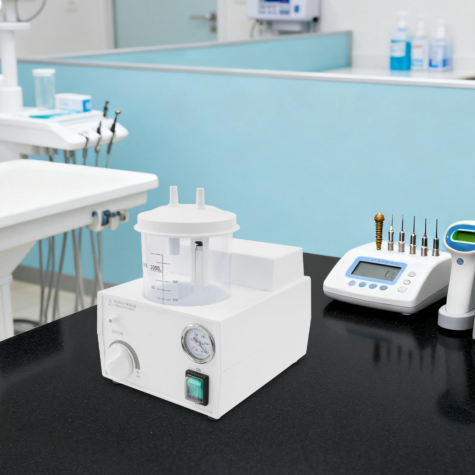 Elektryczne urządzenie do odsysania 1000 ml, przenośny odkurzacz do wydzieliny śluzowej z pompą próżniową, do domu, pielęgnacji kliniki, weterynarza, cichy aparat ssący z pojemnikiem na ścinki