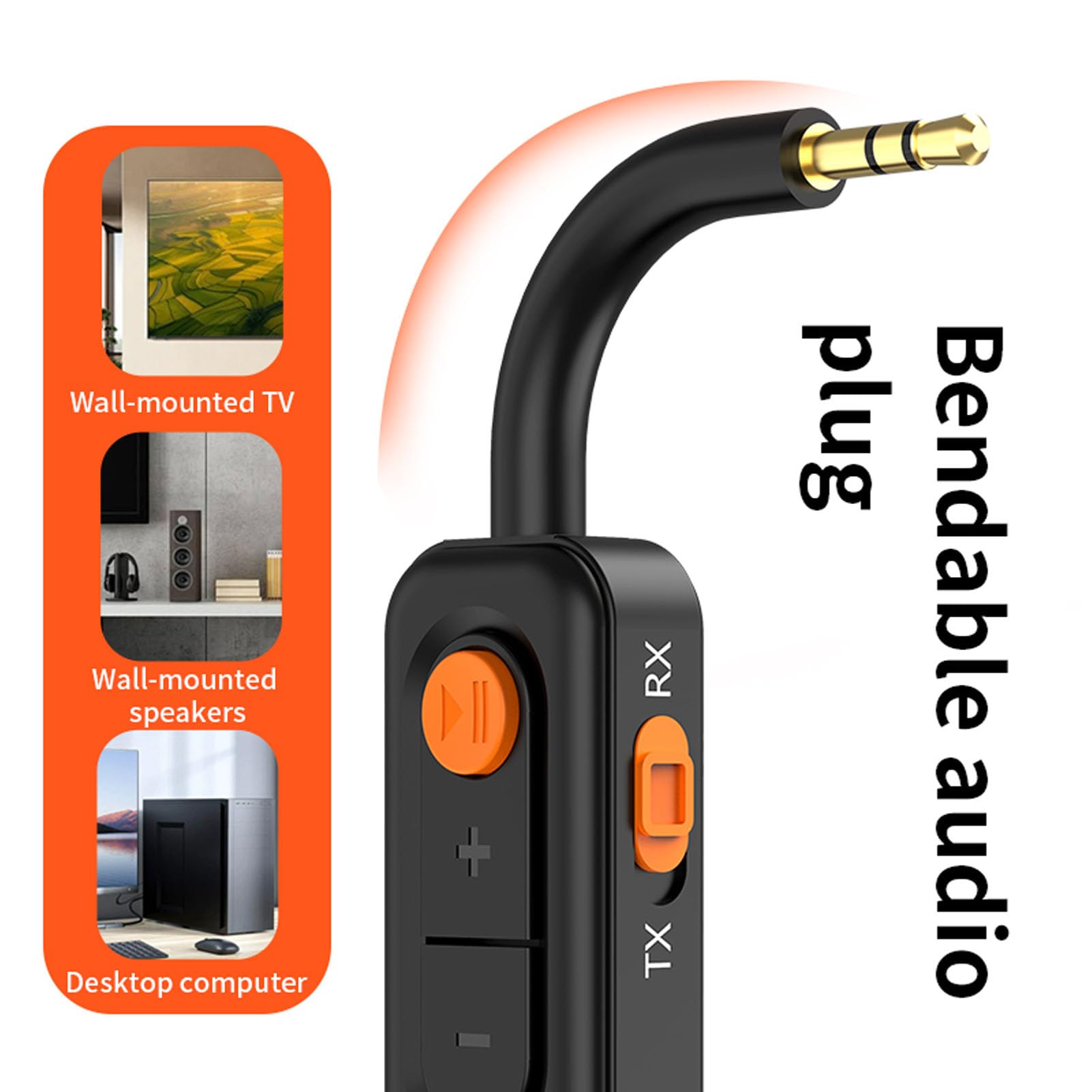 Goshyda Adattatore Bluetooth Wireless per Aereo, Versione 5.4 con Tappo Aereo, Aux da 3,5 Mm per la Palestra da Viaggio Stereo a Casa, Durata della Batteria Lunga