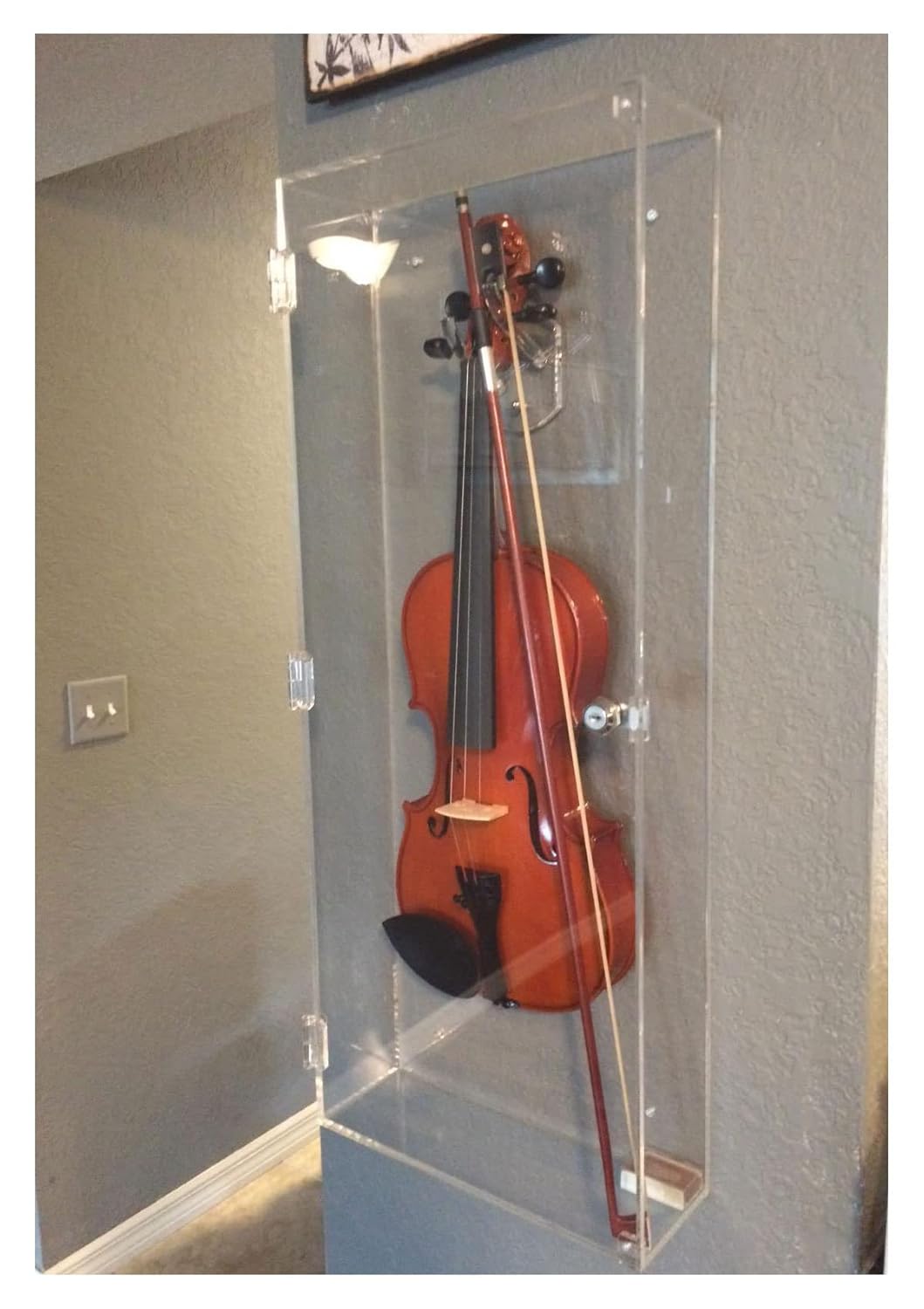 Fiddle, Violin Display case Shadow Box with Hanger, Clear arcylic, with