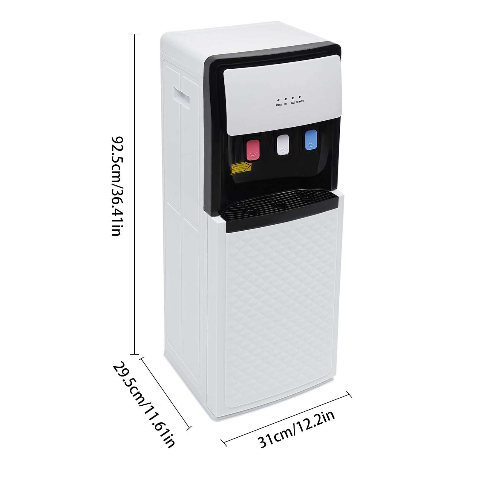 Bottom Loading Water Dispenser, 500W Floor Standing Water Cooler with Thermostat, Hot and Cold Water Dispenser with Detachable Water Collection Box, Water Dispenser for Office Living Room, White