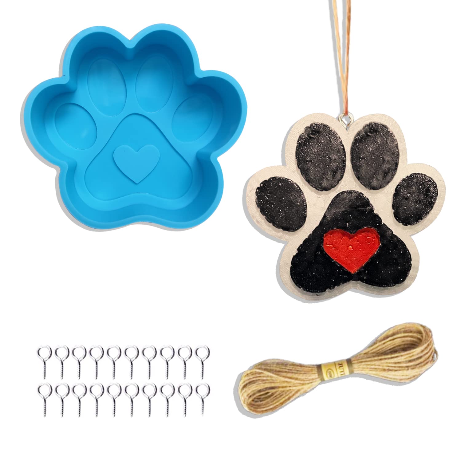 Paw Print Silicone Car Freshie Supplies Molds, Rifanda Aroma Bead Freshener Mold for Freshie, Candle Supplies Mold Silicone Soap Epoxy Resin Molds for