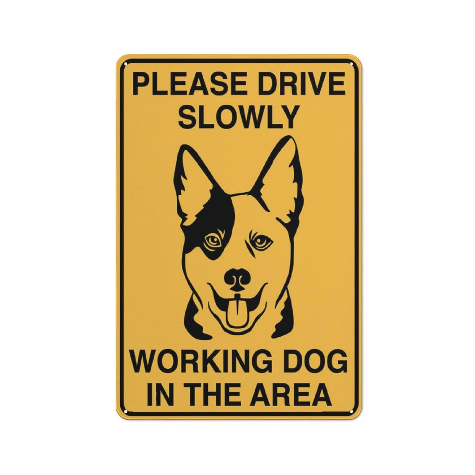 Please Drive Slowly Working Dog In This Area Sign 12X8 Inch Tin Sign Great For Garden And Yard Wall Decor