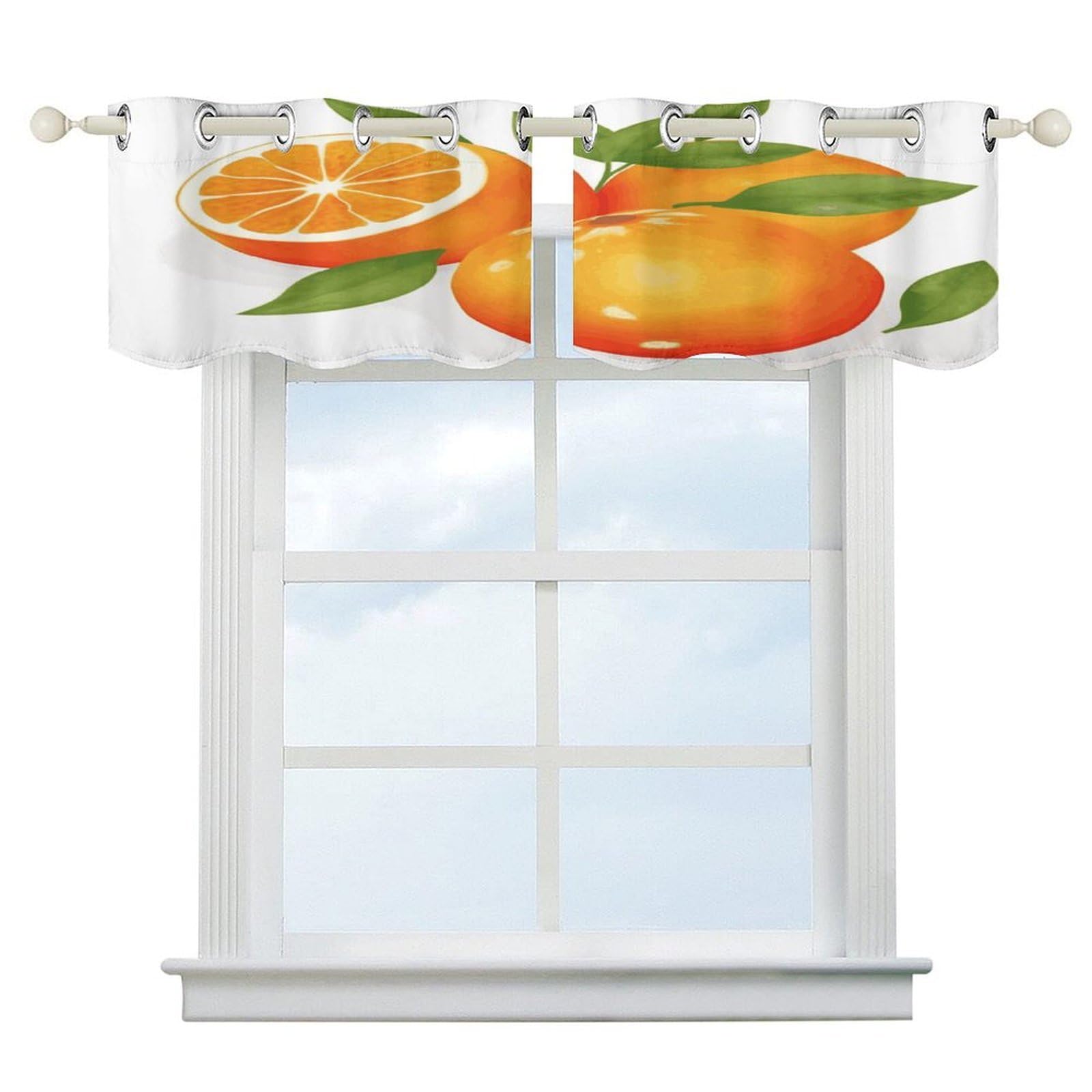 Fekiloot Style Orange Citrus Short Curtains Valance Curtain