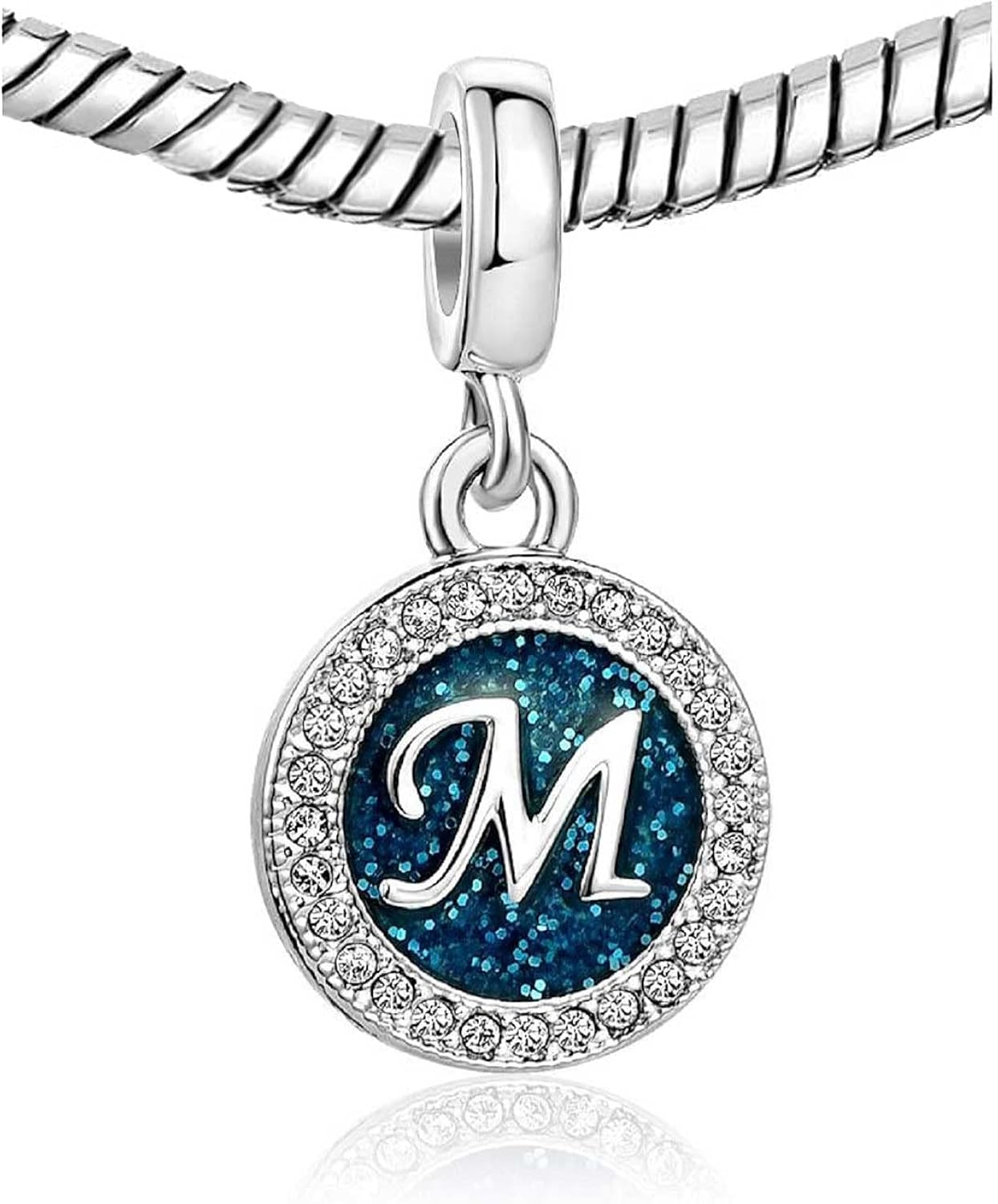 Miniatura 2 de KunBead Dijes azules con inicial de letras para pulseras, dije de cuentas de amor del alfabeto, dije para mujeres y niñas, collar colgante colgante