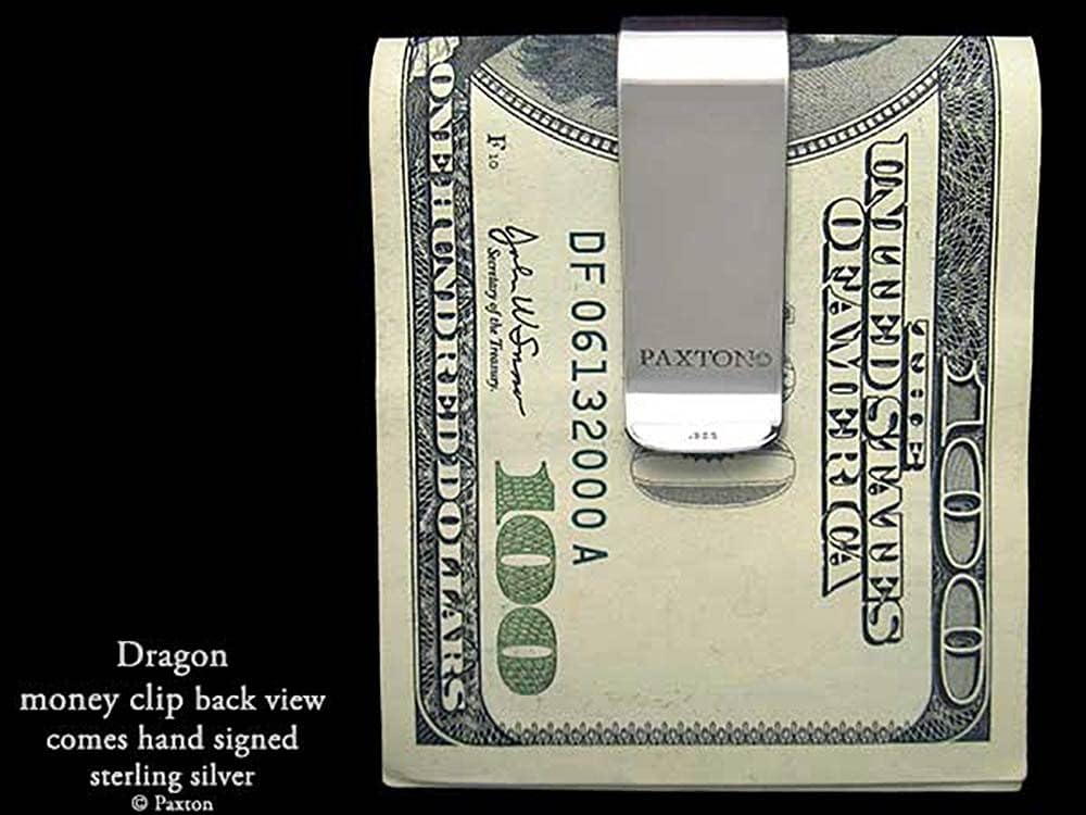 Dragon Money Clip in Solid Sterling Silver Hand Carved, Cast & Fabricated by Paxton