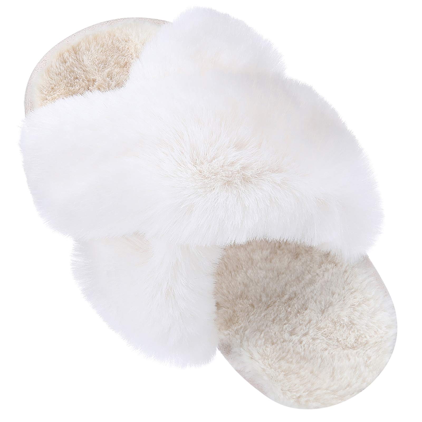 Girl's Soft Plush Lightweight House Slippers Non Slip Cross Band Slip on Open Toe Cozy Indoor Outdoor Slippers