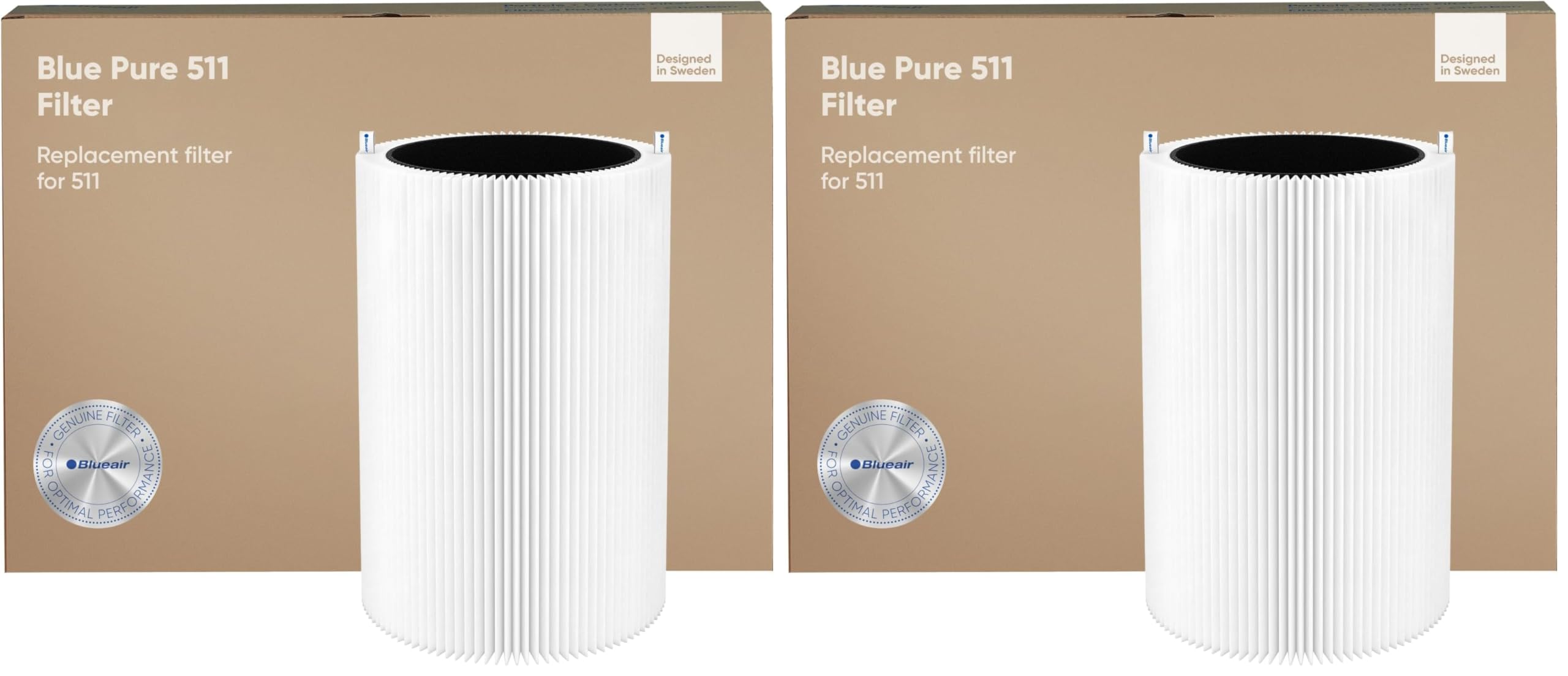 Blueair Blue Pure 511 Filtro de repuesto original, de partículas y carbón activado, para el purificador de aire (Paquete de 2)