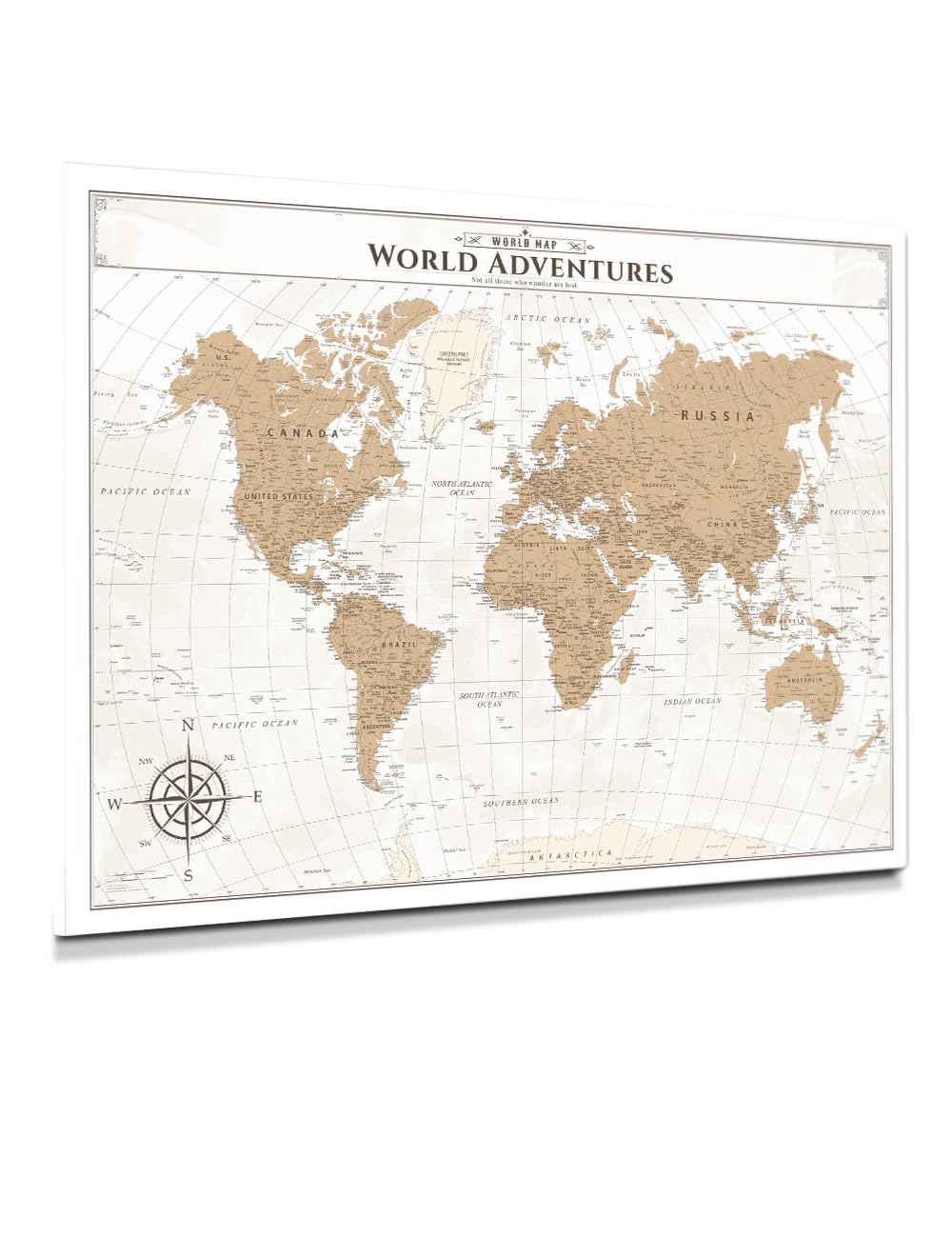 IPIC Vintage World Maps for Wall, World Map Canvas, Total Size 40x30 in
