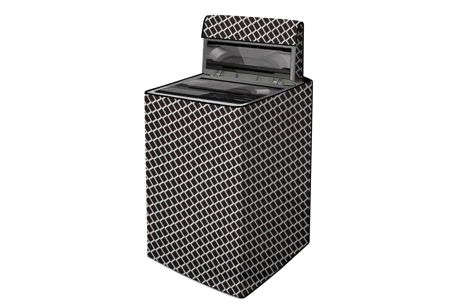 The Furnishing Tree Washing Machine Cover Check Grey Compatible for LG 11 KG Fully-Automatic Top Loading THD11STB