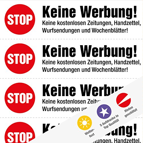 Preisvergleich Produktbild immi 40 Aufdrucke, Stop Keine Werbung Aufkleber (Weiß - gleiche Aufdrucke)
