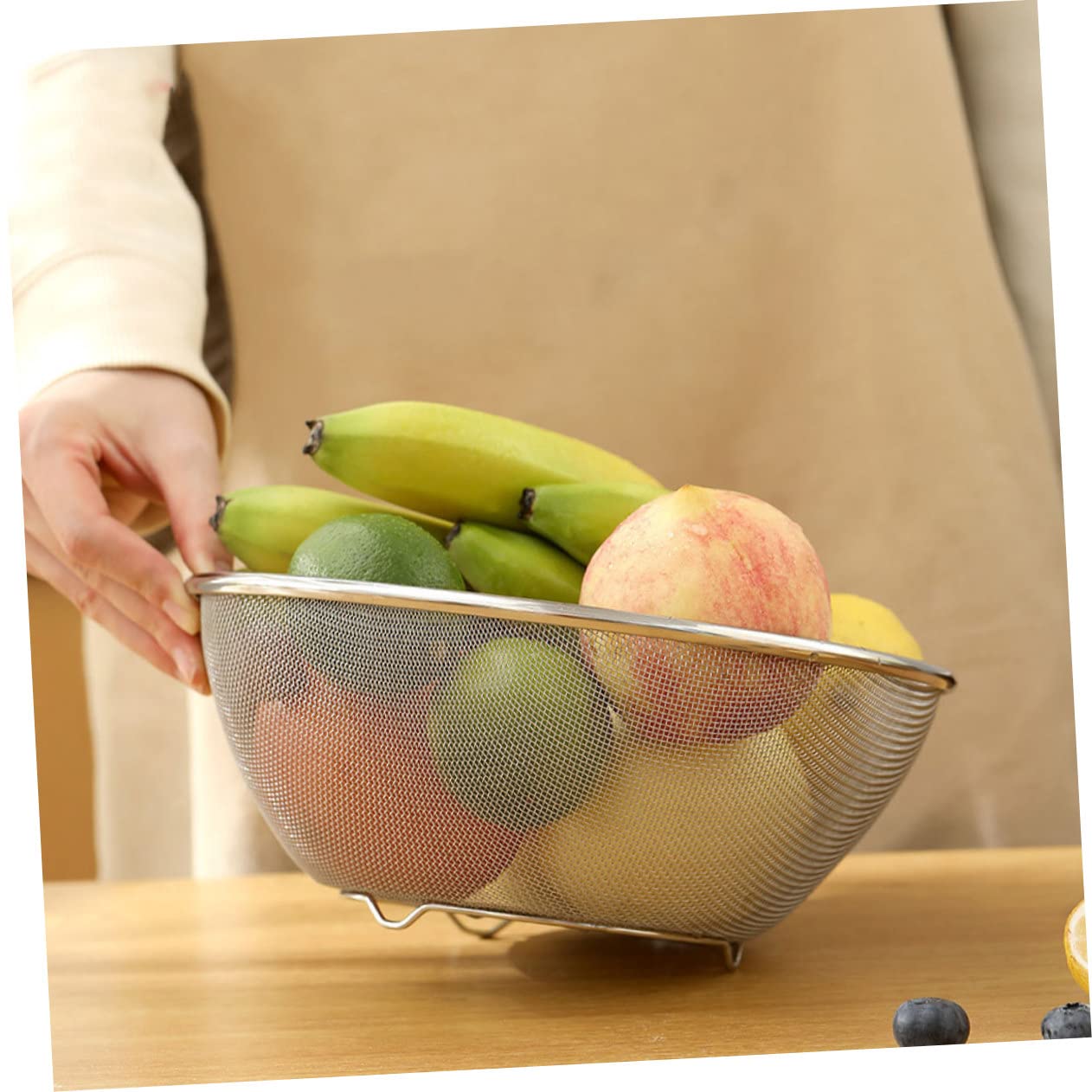 Genérico Colador De Arroz y Escurridor De Cocina 2 Piezas 22 Cm Acero Inoxidable Diseño Poroso Adecuado Para Lavar Compatible Microondas Fácil De Usar