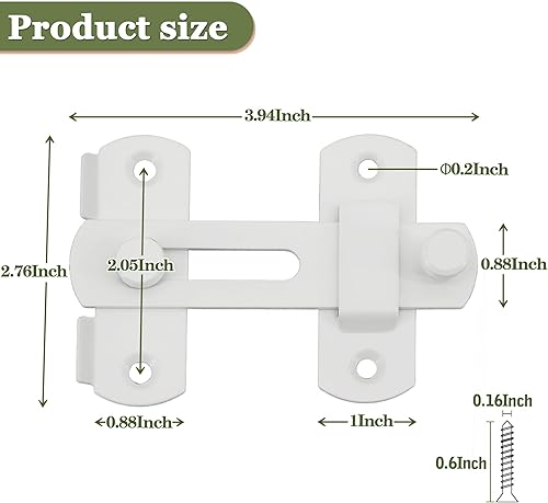 Miniatura 9 de Alise MS9001-R - Cerradura de puerta de seguridad para valla de madera de granero, puertas francesas deslizantes, herrajes de puerta de acero