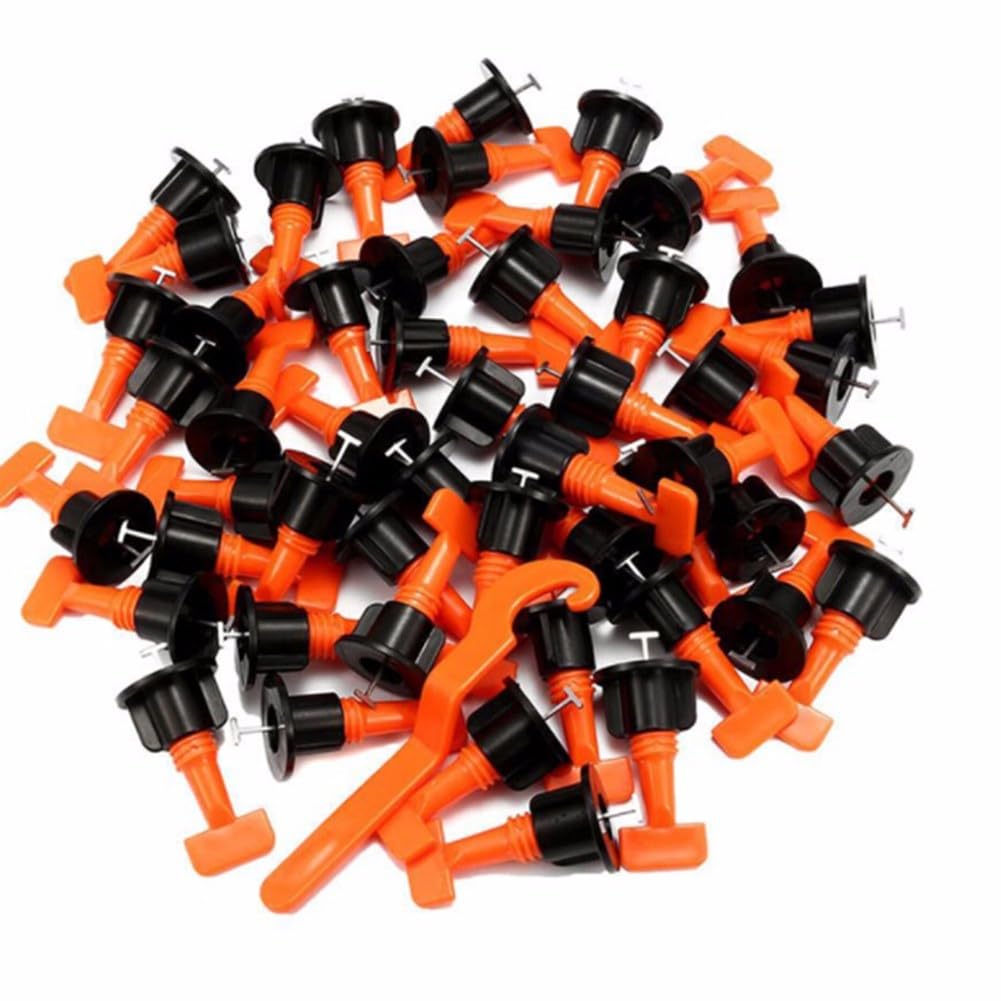 Fliesen-Nivelliersystem, quadratische Equalizer-Clips mit Werkzeug für 5–20 mm dicke Keramik-Boden-, Wandfliesen, Installation und Ausrichtung, 50 Stück