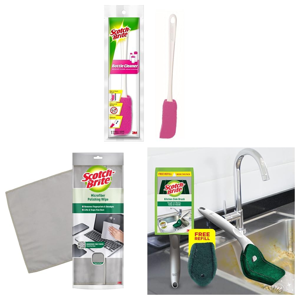 Scotch-Brite Plastic Bottle Cleaner Brush (Pink and White,Pack of 1)