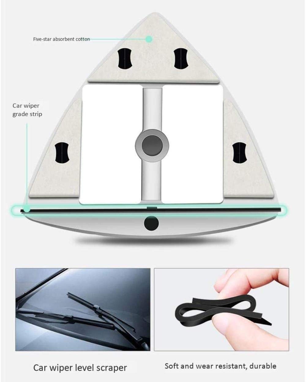 Diseño de triángulo magnético Ajustable de 5 velocidades Limpiador de Ventanas magnéticas de Doble Cara, con Soporte de Aislamiento magnético/de Mango portátil Limpiador de Cristal magnético, ve