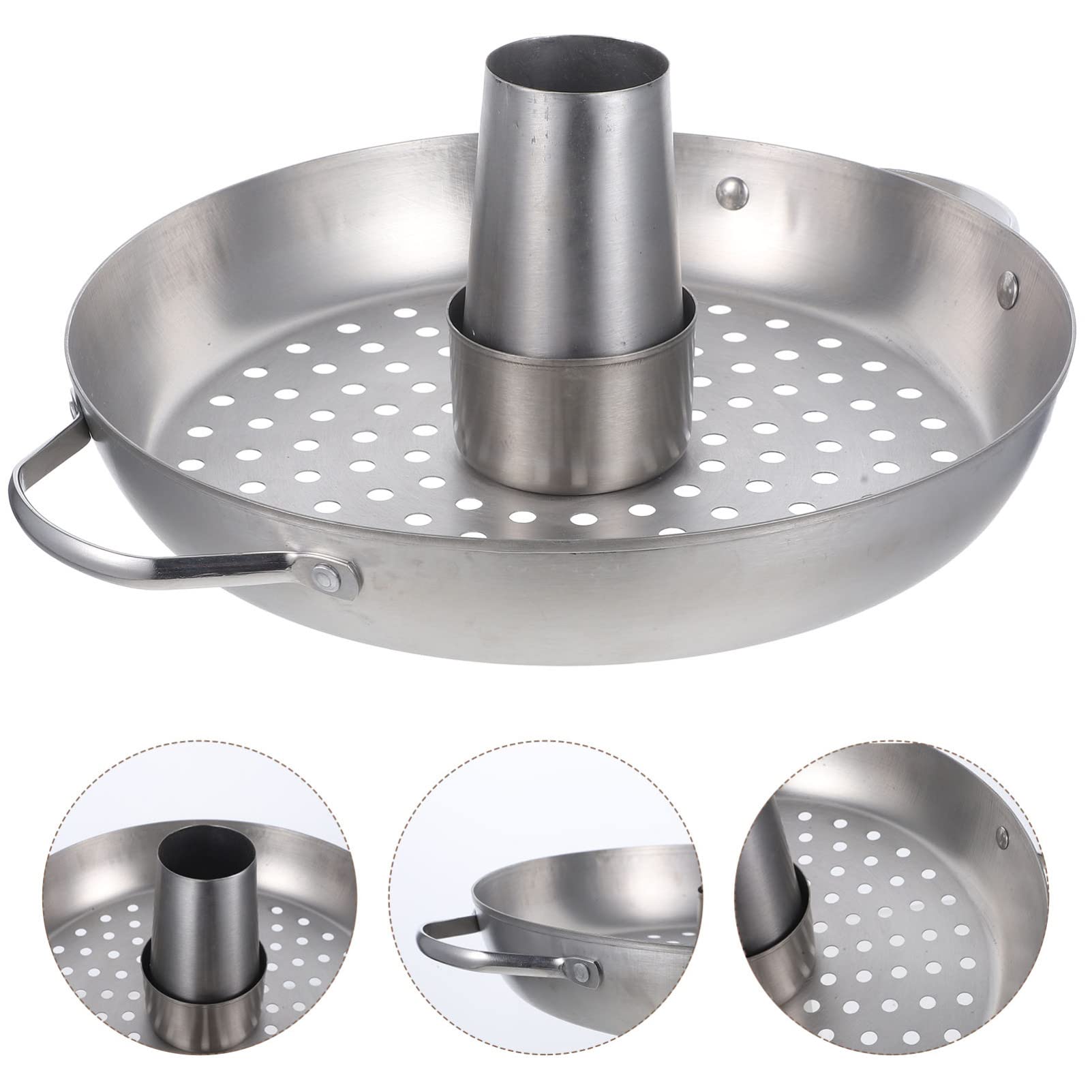 Happyyami Supporto per Pollo Arrosto Verticale in Acciaio Inox Argento | Struttura Stabile, Facile da Pulire e Riporre, Formato Smontabile per Cottura e Gestione Comoda