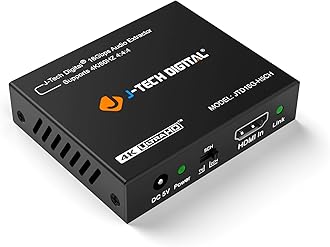 J-Tech Digital 4K HDMI Audio Extractor, 4K@60Hz 1080P@120Hz 1080P@144Hz HDMI to Optical, 3.5mm Audio Converter Adapter, SPDIF, HDR10 CEC Digital Audio, DTS 5.1, [JTD18G-H5CHV2]