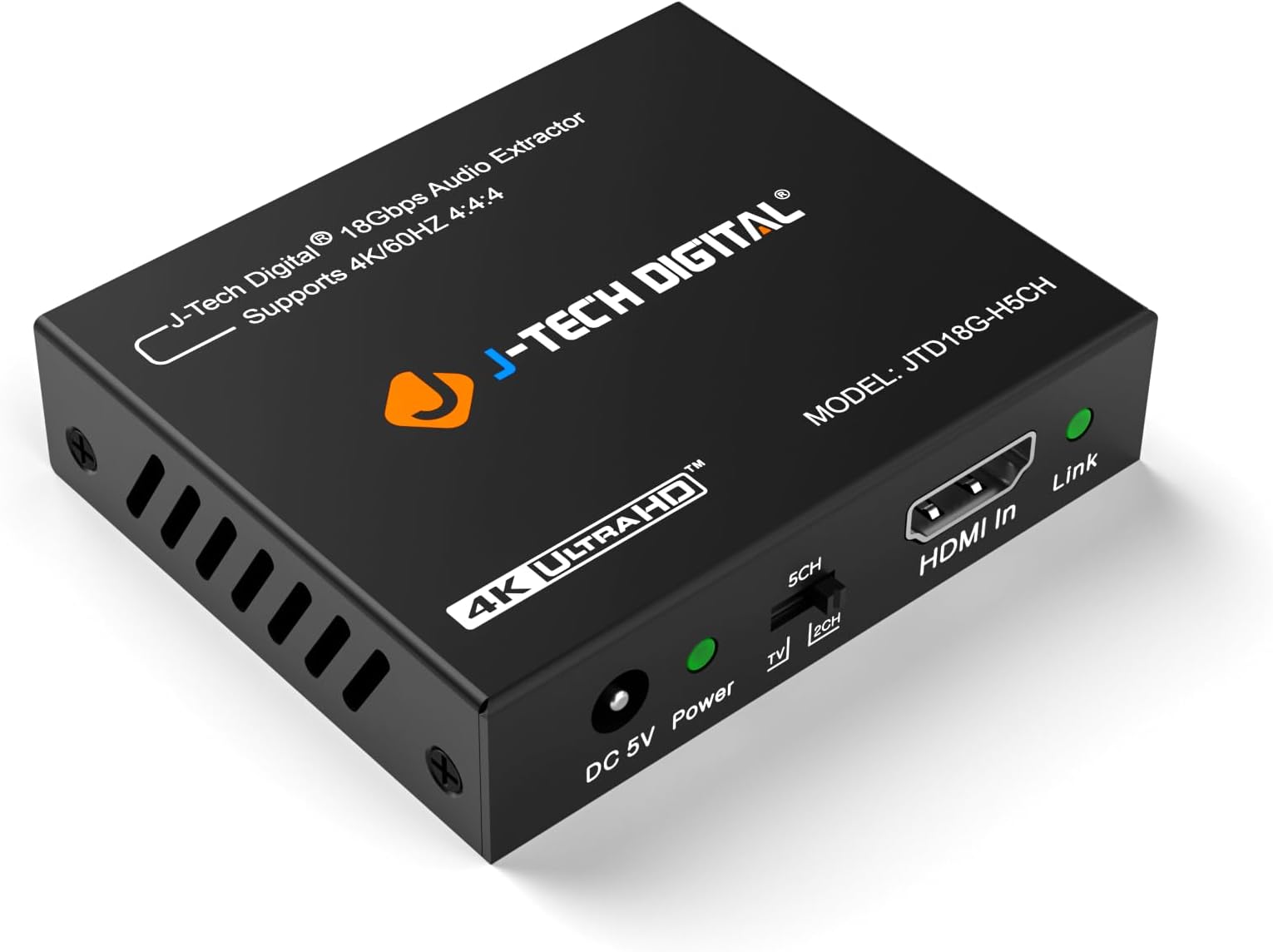 4K HDMI Audio Extractor, 4K@60Hz 1080P@120Hz 1080P@144Hz HDMI to Optical, 3.5mm Audio Converter Adapter, SPDIF, HDR10 CEC Digital Audio, DTS 5.1, [JTD18G-H5CHV2]