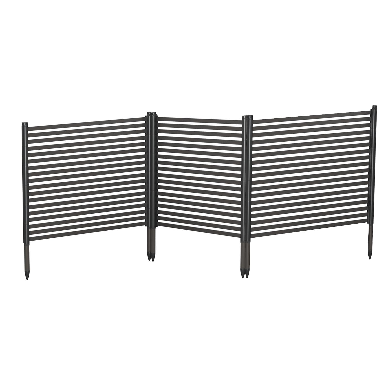 GarveeHome Privacy Fence Panels for Outside, 270 * 124cm 3-Panel No-Dig, Rustproof Decorative Garden Barrier, Air Conditioner Fence Panels, Pool Equipment Enclosure, Trash Can Screens, Easy Install