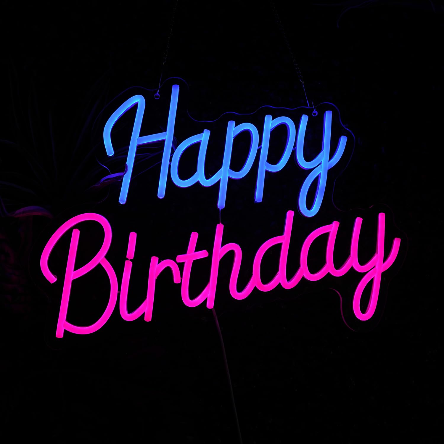 2-Color Happy Birthday Sign Neon Light Up Birthday Party Decor Wall Decor, Dual-Color LED Neon Birthday Party Decoration
