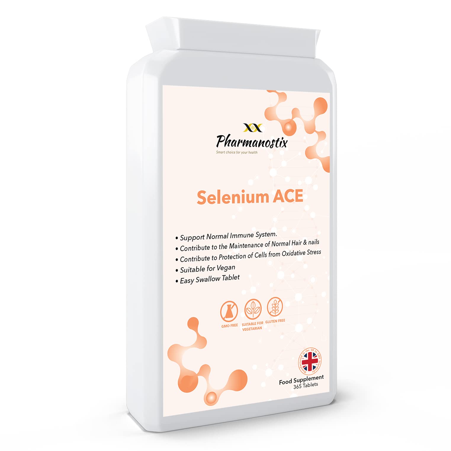 Selenium ACE with Vitamins A, C & E – 365 Vegan Tablets – 12 Month Supply – for Maintenance of Normal Hair, Nails & Immune System – Made in UK