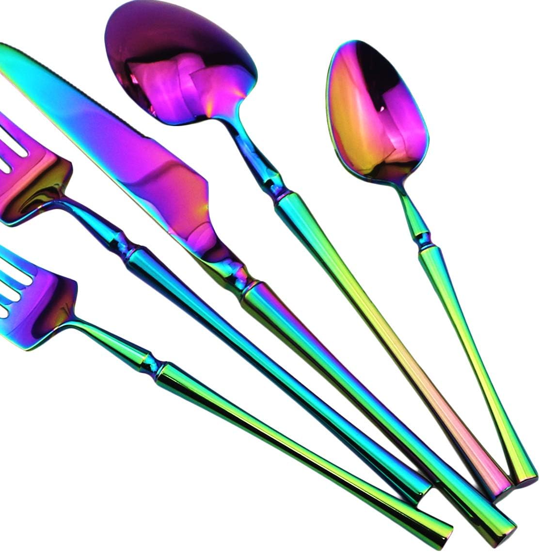 Gugrida 20 piece Rainbow Flatware Set 304 Stainless Steel Fork Spoon Cutlery Luxury Mirror Polished Colorful Silverware, Dishwasher Safe, Service for 4