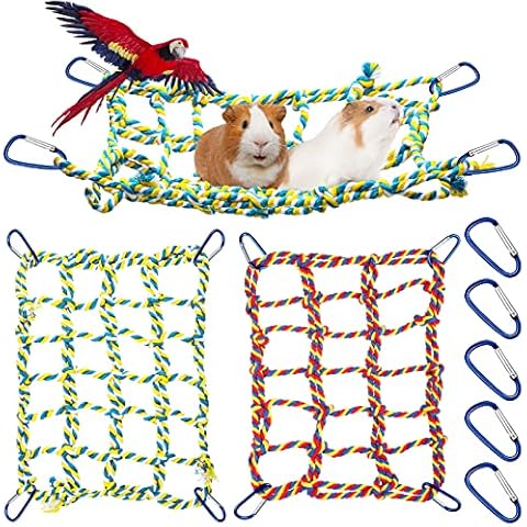 2 Stück Vogelseil Netz Hamster Ratte Seil Netz Kleintier Seil Netz Haustier Vogel Klettern Leiter Seil Brücke Ratte Frettchen Aktivität Spielzeug Cover