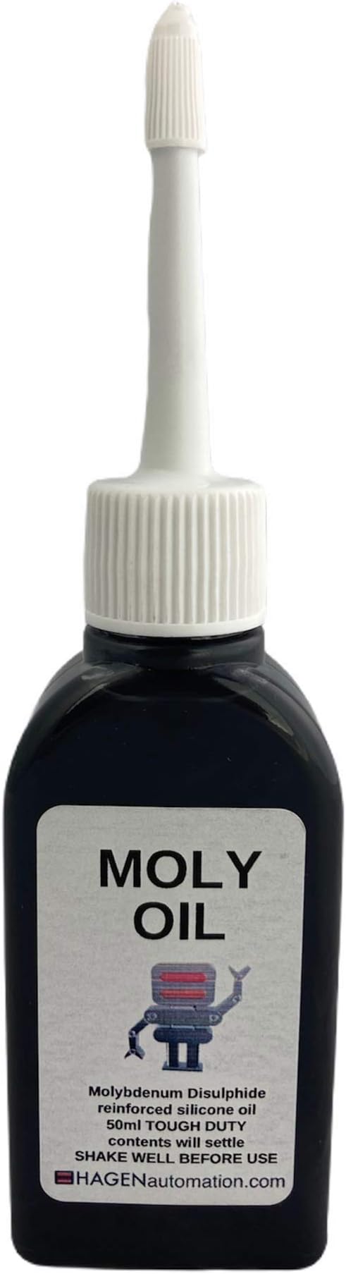 MOLY OIL 50ml Molybdenum Disulphide reinforced silicone oil. Tough Duty lubricant for robots, 3D printers and other machines