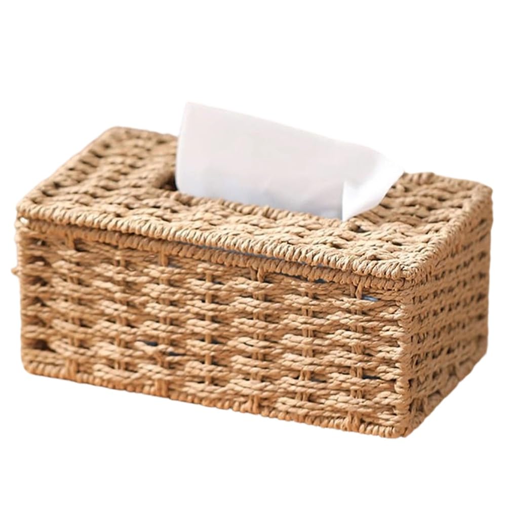 UDSKNV[KSL Living Room for Home Imitation Rattan Woven Tissue Box Handmade for Napkins, Coffee Table, Car
