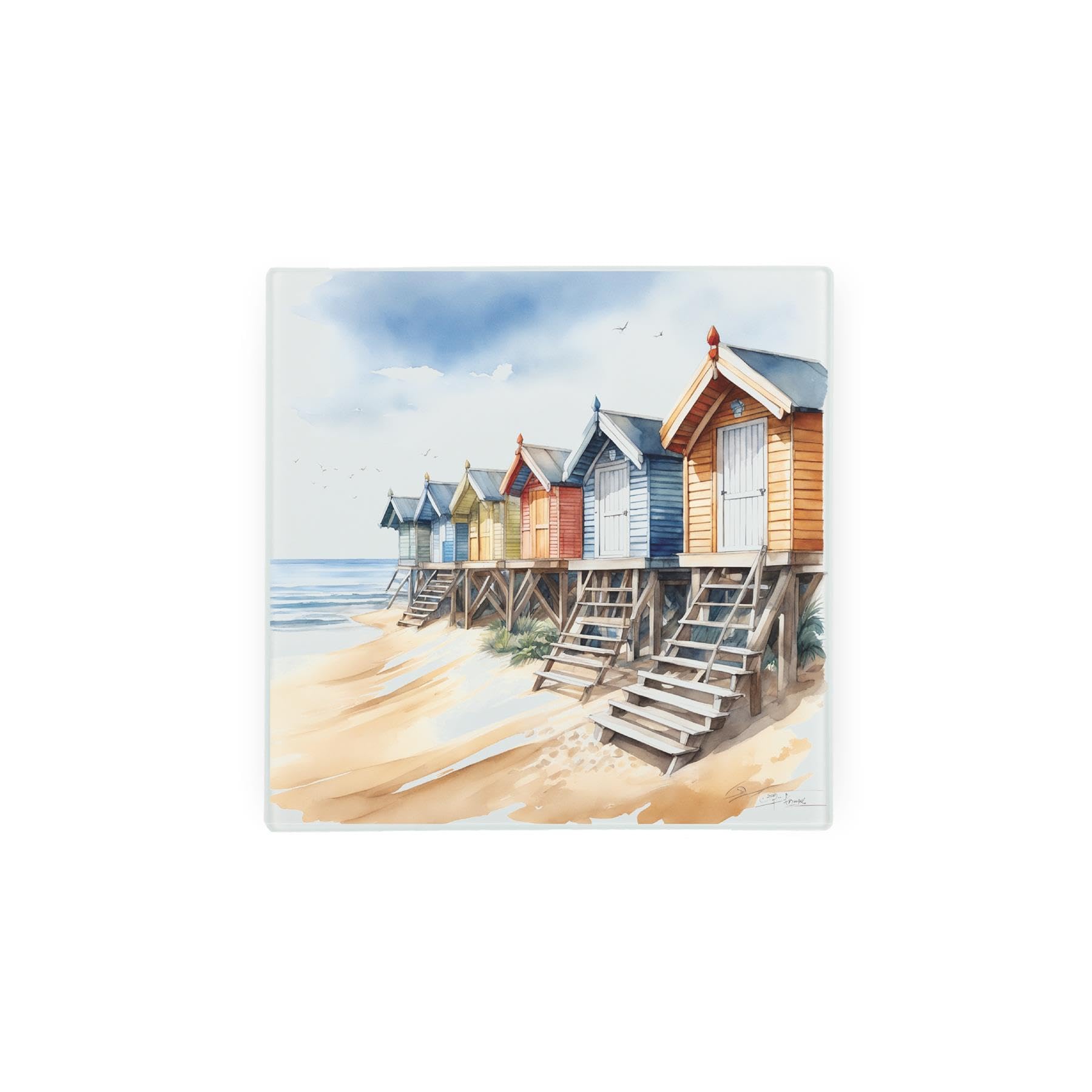 Beach Huts Hot Pot Stand Trivet, Coastal Themed Gifts/Present