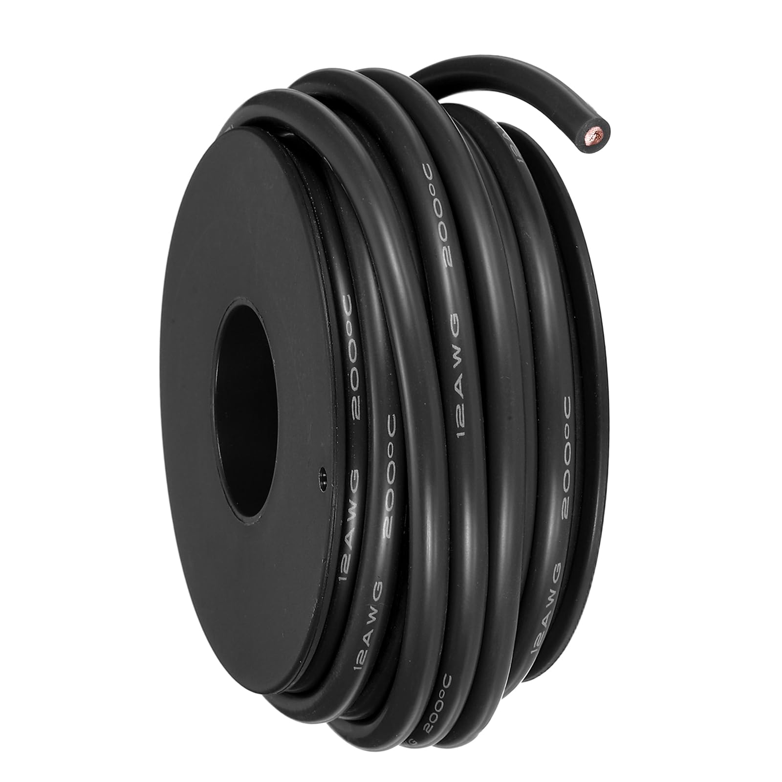 sourcing map 12AWG Flexible Silicone Wire 6m/20ft, 12 Gauge Tinned Copper Electrical Stranded Wire 200 Celsius/392 Fahrenheit High Temperature Hookup Spool for DIY Model Wiring, Black
