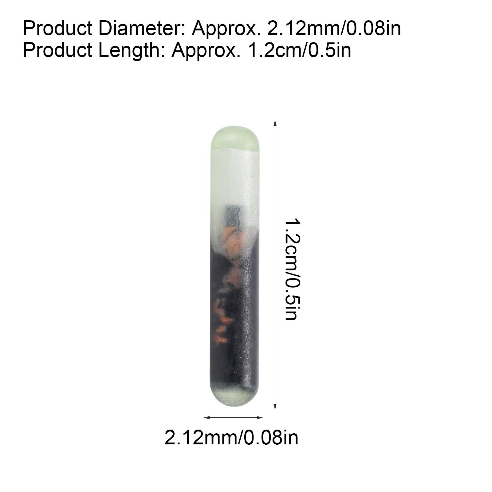 Zerodis 10 unids Pet Microchip, 2.12 MM Suministros Pro-ID Microchip Pet Microchip Mini Chip Animal Label Tubo de Cristal Chip Mini Ligero para Identificación