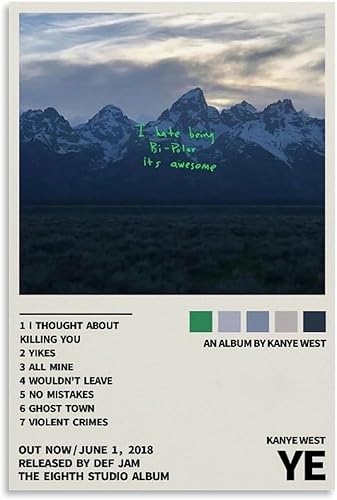 Póster de Kanye West Ye, póster de álbum de música country pop cantante para habitación, estética, retro, lienzo, impresiones artísticas para