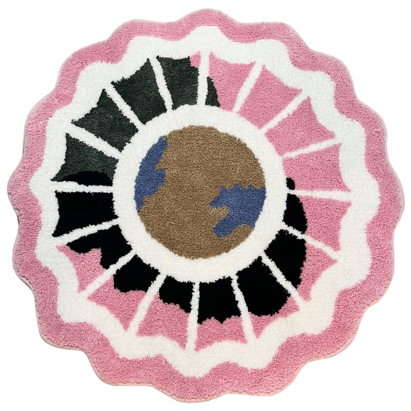 Tapete redondo tufted rosa LAKEA 35.4x35.4 pulg miniatura 1