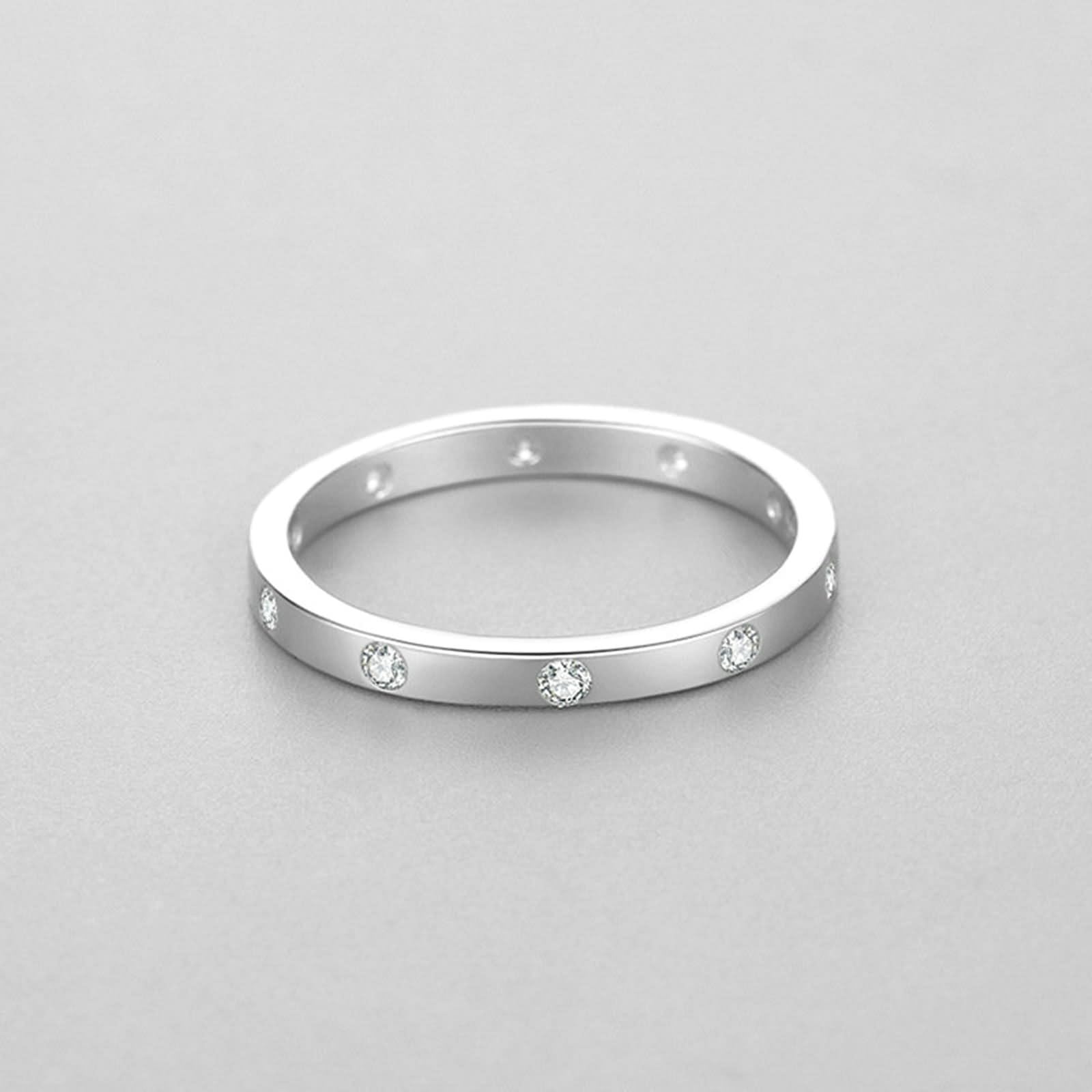 Anillos Mujeres para dedo medio, Anillos a juego Anillo apilable con Diamante Hecho en Laboratorio Plata Platino Tamaño 61 (19.4)