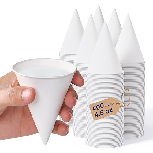LITOPAK 400 Count 4.5 oz Snow Cone Cups, Paper Cone