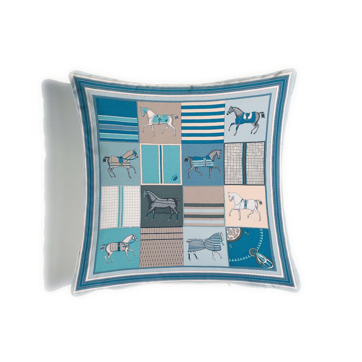 Croker Horse 18x18'' Inches Throw Pillow Cushion Cover - Blue Horses Pattern Both-Side Printing Couch Sofa Pillow for Living Room Bedroom, CH-23108-2200P