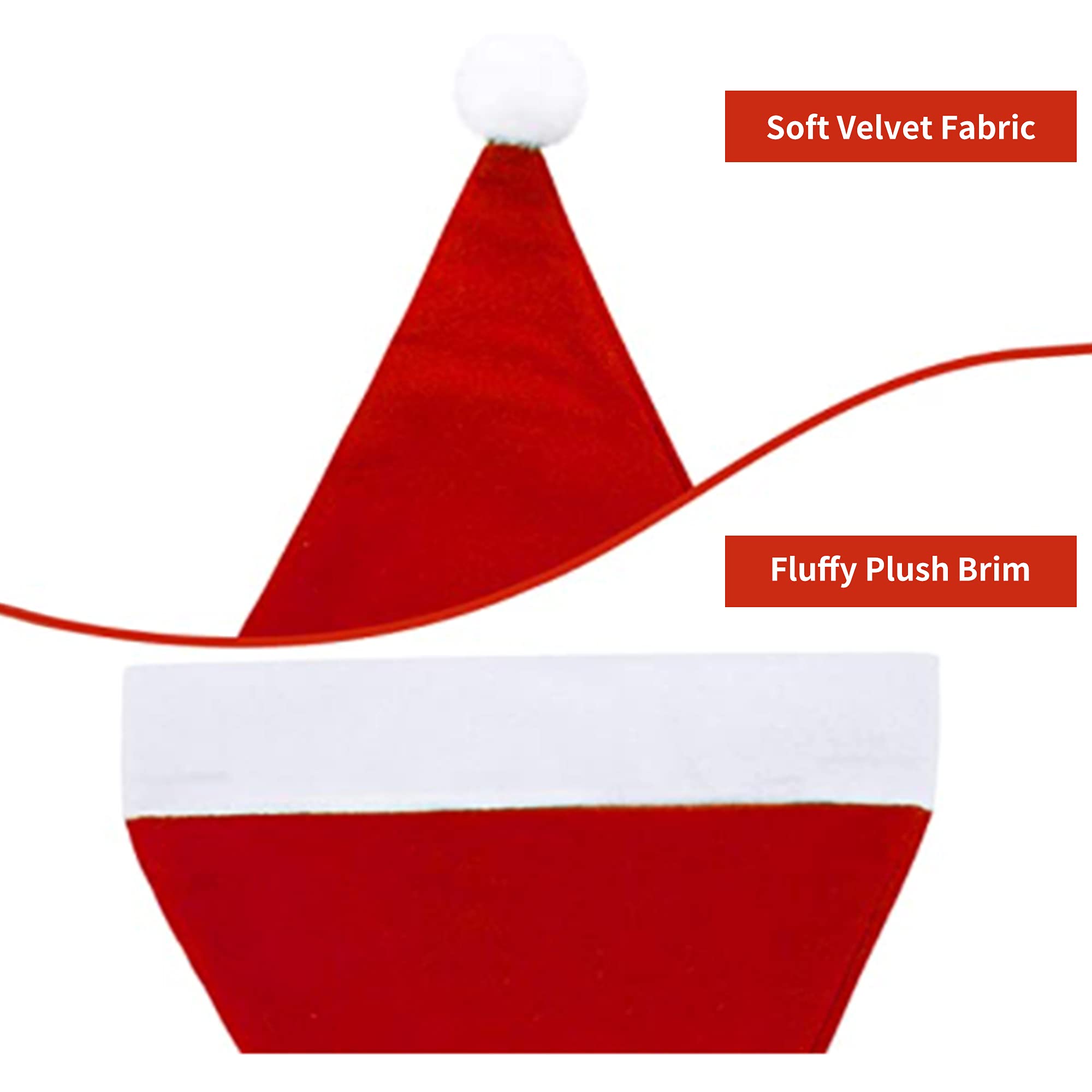 Weihnachtsmannmütze, Nikolausmütze für Erwachsene, Unisex Samt Komfort Rot Weihnachtsmütze Hüte Extra Dicker Klassischer Plüsch für Weihnachten Neujahr Festlich Urlaub Party Supplies