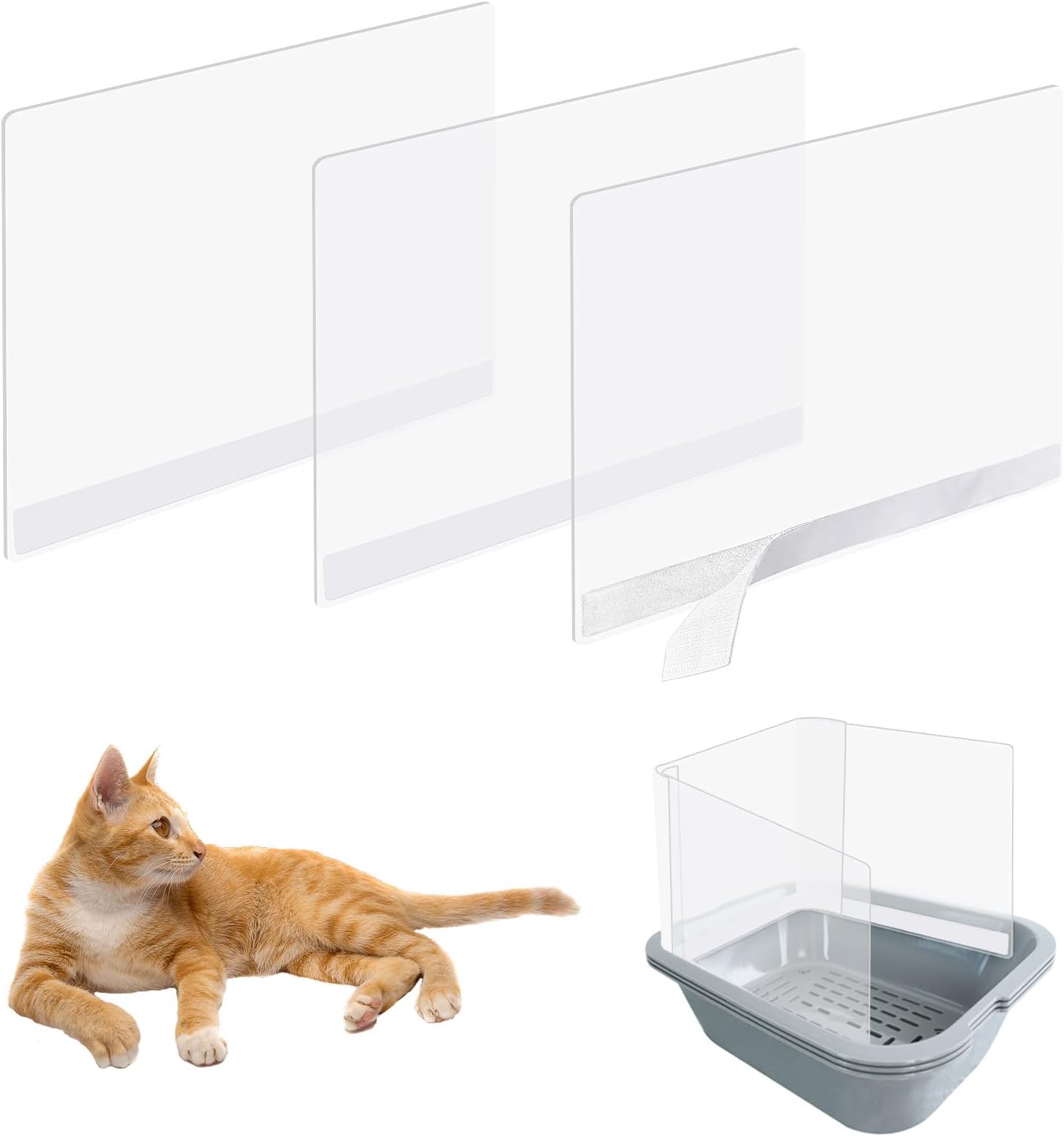 3 Pcs Cat Litter Box Splash Guard Pee Shields AntiSplashing Reusable High Sided