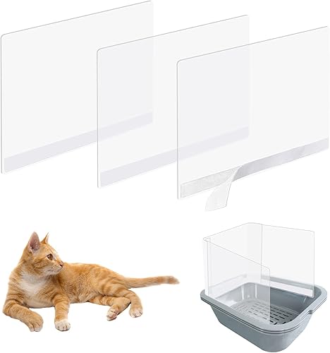 Caja de arena para gatos de 3 piezas, protectores contra salpicaduras y orina - Caja de arena reutilizable de alta cara antisalpicaduras para gatos